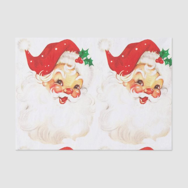 Papel De Seda Vintage Santa Claus Retro Natal (Frente )