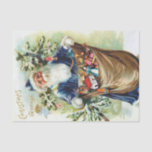 Papel De Seda Vintage Santa with Christmas Tree and Toys<br><div class="desc">Vintage Santa Claus</div>
