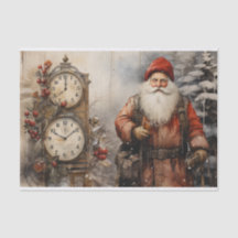 Vintage Satna Claus Padre Decoupage de Natal