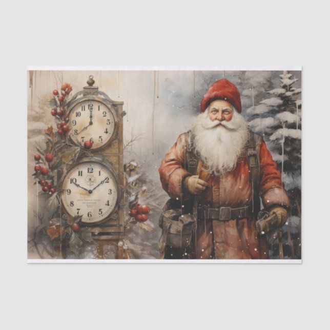 Papel De Seda Vintage Satna Claus Padre Decoupage de Natal (Frente )