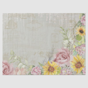 Papel De Seda Vintage Script Blush Floral Sage Mint