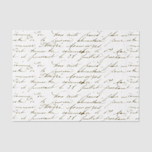 Papel De Seda Vintage Script Francês Dourado Manuscrito Cursivo