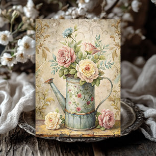 Papel De Seda Vintage shabby rosas rosadas poeirentas buquê meta