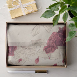 Papel De Seda Vintage Skeleton Skull Love Red Rose Collage