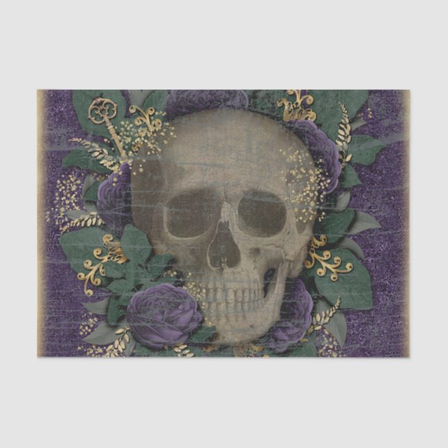 Papel De Seda Vintage Skull Halloween (Frente )