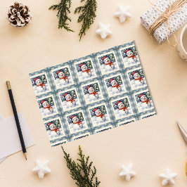 Papel De Seda Vintage Snowman Carimbo de Natal