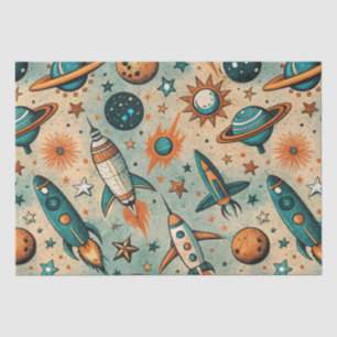 Papel De Seda Vintage Spacecraft Rocket ships Pattern - Cosmos(7