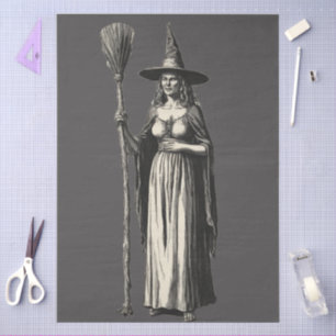 Papel De Seda Vintage Spooky Halloween Witch