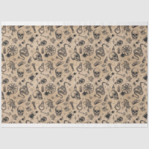 Papel De Seda Vintage Spooky Skull Cobra Olhos Aranha Halloween