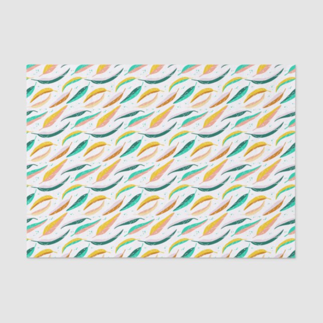 Papel De Seda Vintage Spring Pastel Leaves Foliage (Frente )