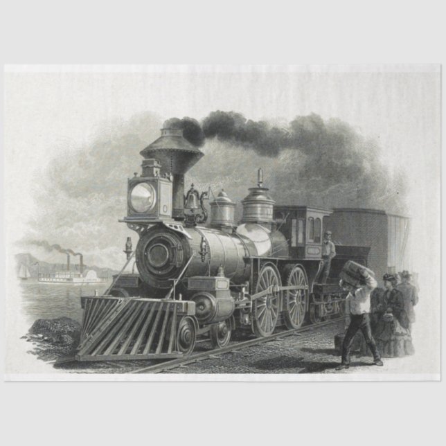 Papel De Seda Vintage Steam Train (Frente )