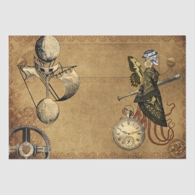Papel De Seda Vintage Steampunk - Ursos Vitorianos (Frente )