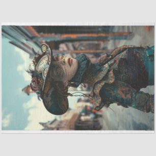 Papel De Seda Vintage Steampunk Woman Alligator Decoupage