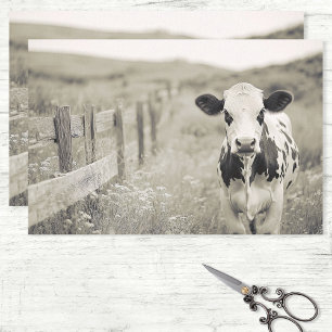 Papel De Seda Vintage Style Dairy Cow em uma Dissociação de Camp
