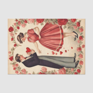 Papel De Seda Vintage Style Dia de os namorados Man Woman Heart