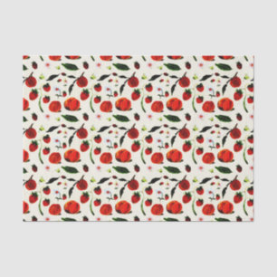 Papel De Seda Vintage Summer Peachy Fruta Flores Rosa Borboleta