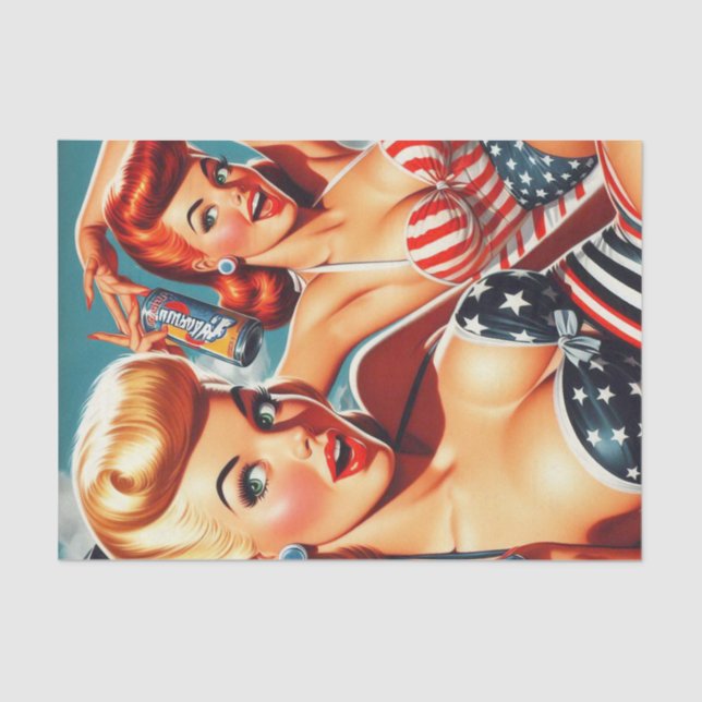 Papel De Seda Vintage Summer Pinups (Frente )