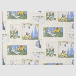 Papel De Seda Vintage Sunflower Blue Borterfly Dragonfly