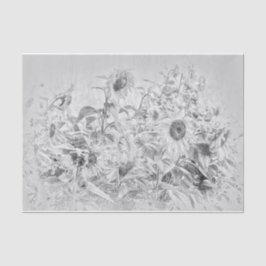 Papel De Seda Vintage Sunflower Field Black And White Distress