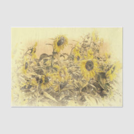 Papel De Seda Vintage Sunflower Field Yellow Distress Vignette