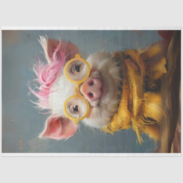 Papel De Seda Vintage Sunny Snout Pig Decoupage (Frente )