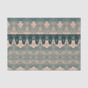 Papel De Seda Vintage Teal Beige Floral Patterno Bull Crânio