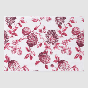 Papel De Seda Vintage Toile floral No.2 do vermelho de cereja