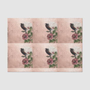 Papel De Seda Vintage Tropical Floral Pássaro