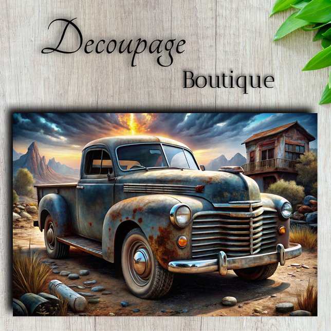 Papel De Seda Vintage Truck Decoupage (Desert Patina Decoupage Tissue Paper)