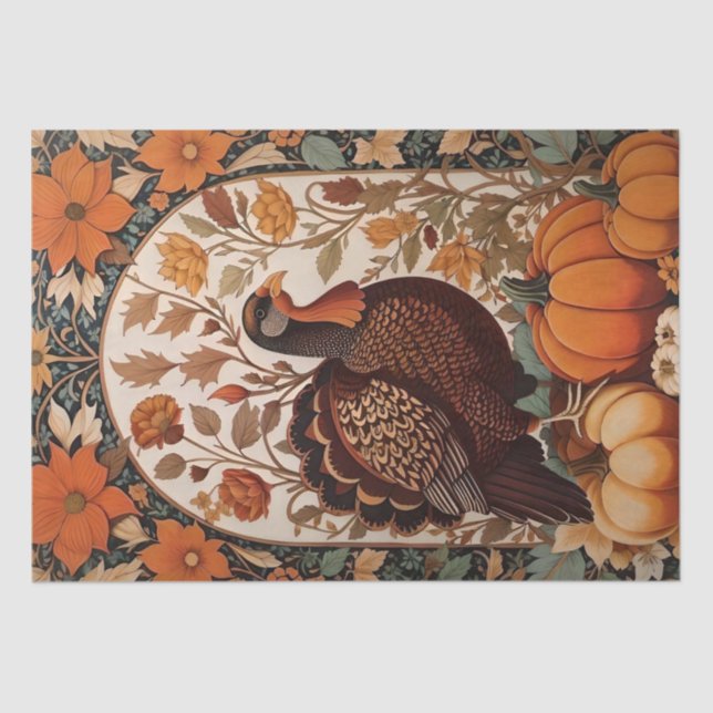 Papel De Seda Vintage Turquia e Pumpkins Autumn (Frente )