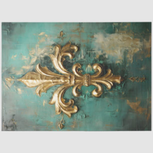 Papel De Seda Vintage verde-esmeralda vitoriana Dourada