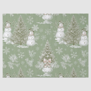 Papel De Seda Vintage Verde Salvia Toile de Natal de Inverno (6)