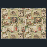Papel De Seda Vintage Victorian Christmas Card Collage<br><div class="desc">Coleção única e festiva de cartões de Natal vitorianos e de elementos decorativos, com bordos dourados, que incluem crianças com os seus animais de estimação e brinquedos, uma coloração acolhedora, árvores de Natal, coro de igreja e, claro, o velho mundo Pai Natal. Adequado para projetos de dissociação ou de artesanato....</div>