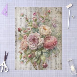 Papel De Seda Vintage Victorian Floral Sheet Music Design