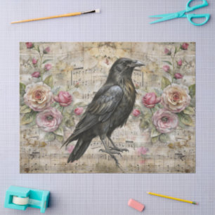 Papel De Seda Vintage Victorian Floral Sheet Music & Raven