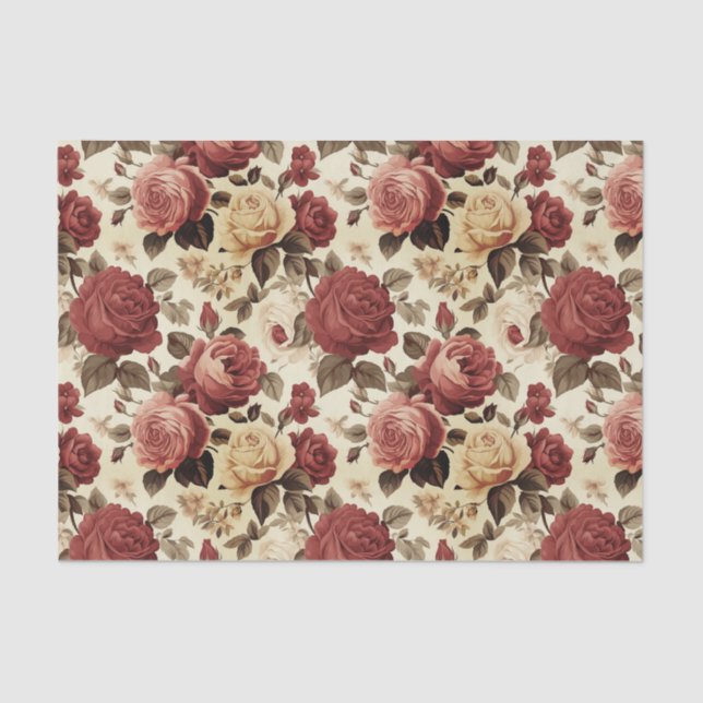 Papel De Seda Vintage Victorian Rosa Patterno (Frente )