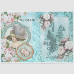 Papel De Seda Vintage Victorian Série Parisiense Design 3