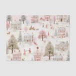 Papel De Seda Vintage Village Pink Christmas<br><div class="desc">Lindos padrões de natal da vintage de aquarela são tons de rosa e verde. Trendy rosa,  papel de lenço de Natal. Papel decorativo festivo,  ideal para desacoplamento,  raspagem,  revistas de lixo e muito mais.</div>