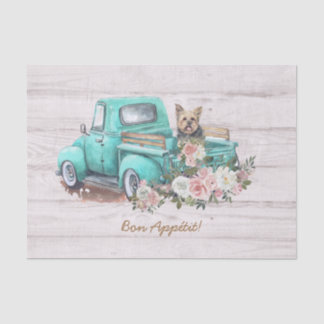 Papel De Seda Vintage Watercolor Floral & Yorkshire Terrier Dog