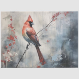 Papel De Seda Vintage Watercolor Red Cardinal Holiday Decoupage