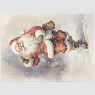 Papel De Seda Vintage Watercolor Santa Claus presentes de Natal