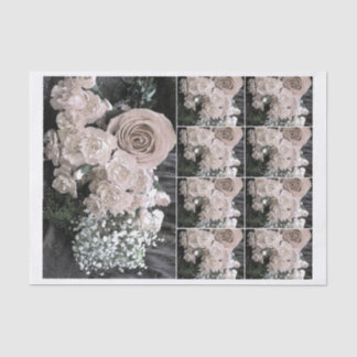 Papel De Seda Vintage Watercolor White Roses bebê respira