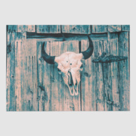 Papel De Seda Vintage Western Bull Skull Country Barn