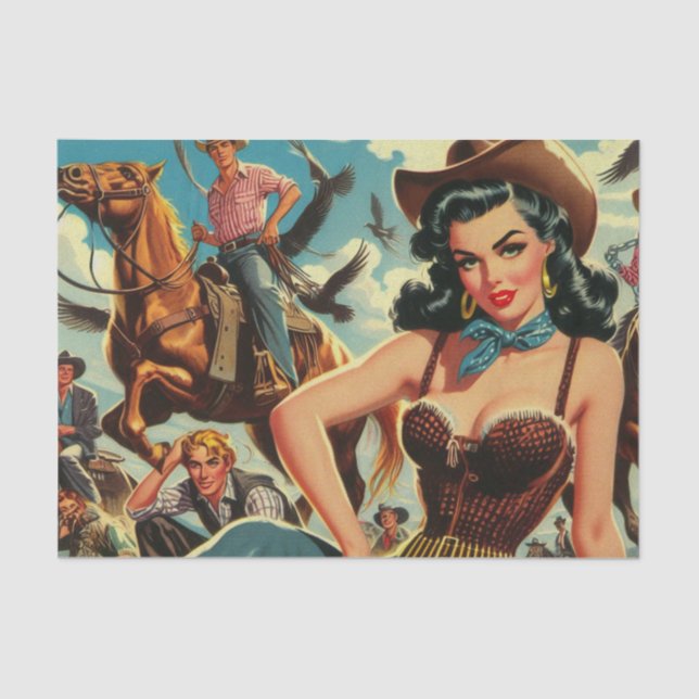 Papel De Seda Vintage Western Country Girl (Frente )