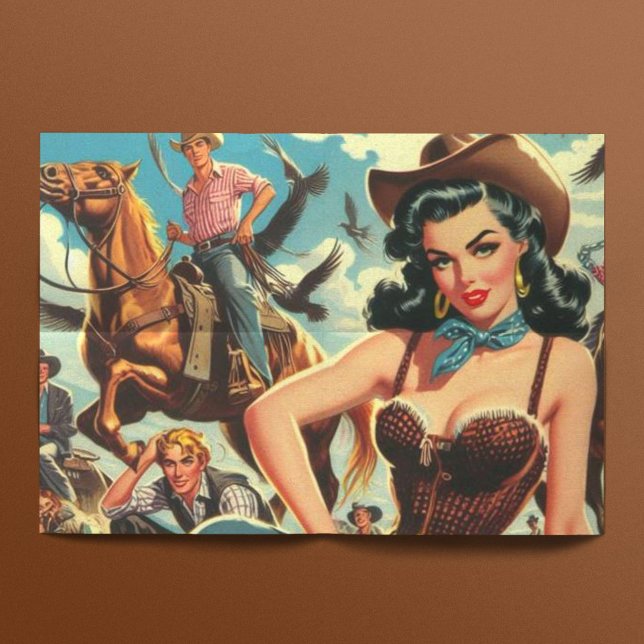 Papel De Seda Vintage Western Country Girl (Criador carregado)
