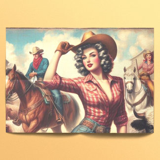 Papel De Seda Vintage Western Cowgirl