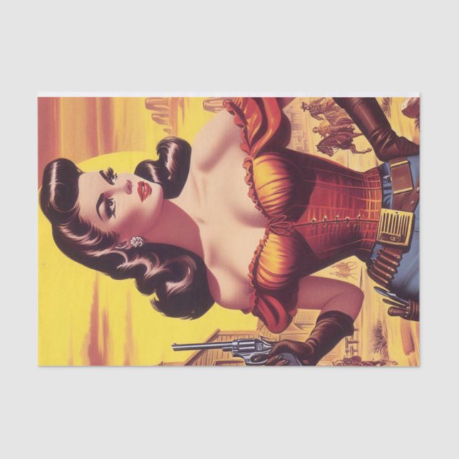 Papel De Seda Vintage Western Pin-up (Frente )