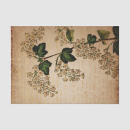 Papel De Seda Vintage White Flowers Botânico