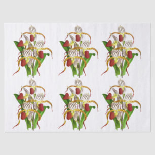 Papel De Seda Vintage White Red Exotic Orchid Flower Decoupage