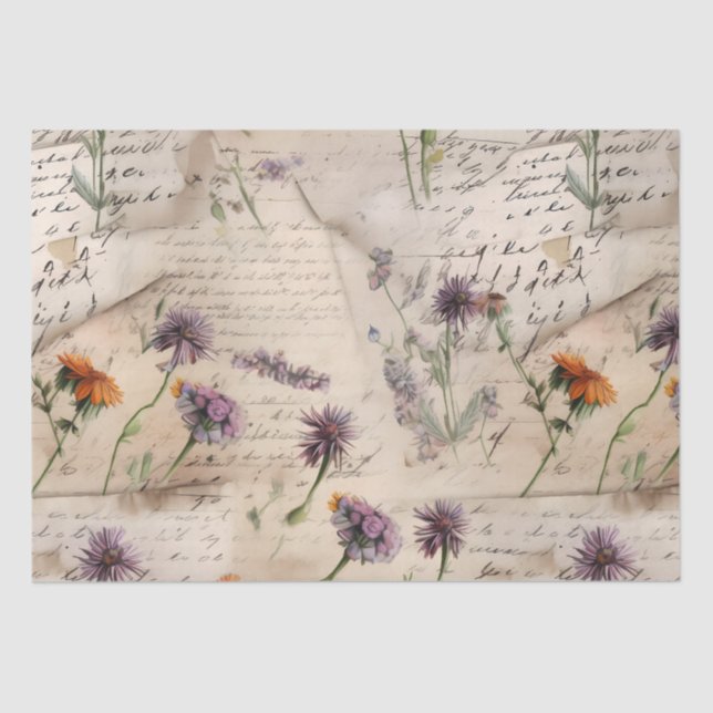 Papel De Seda Vintage Wildflower Pattern (Frente )